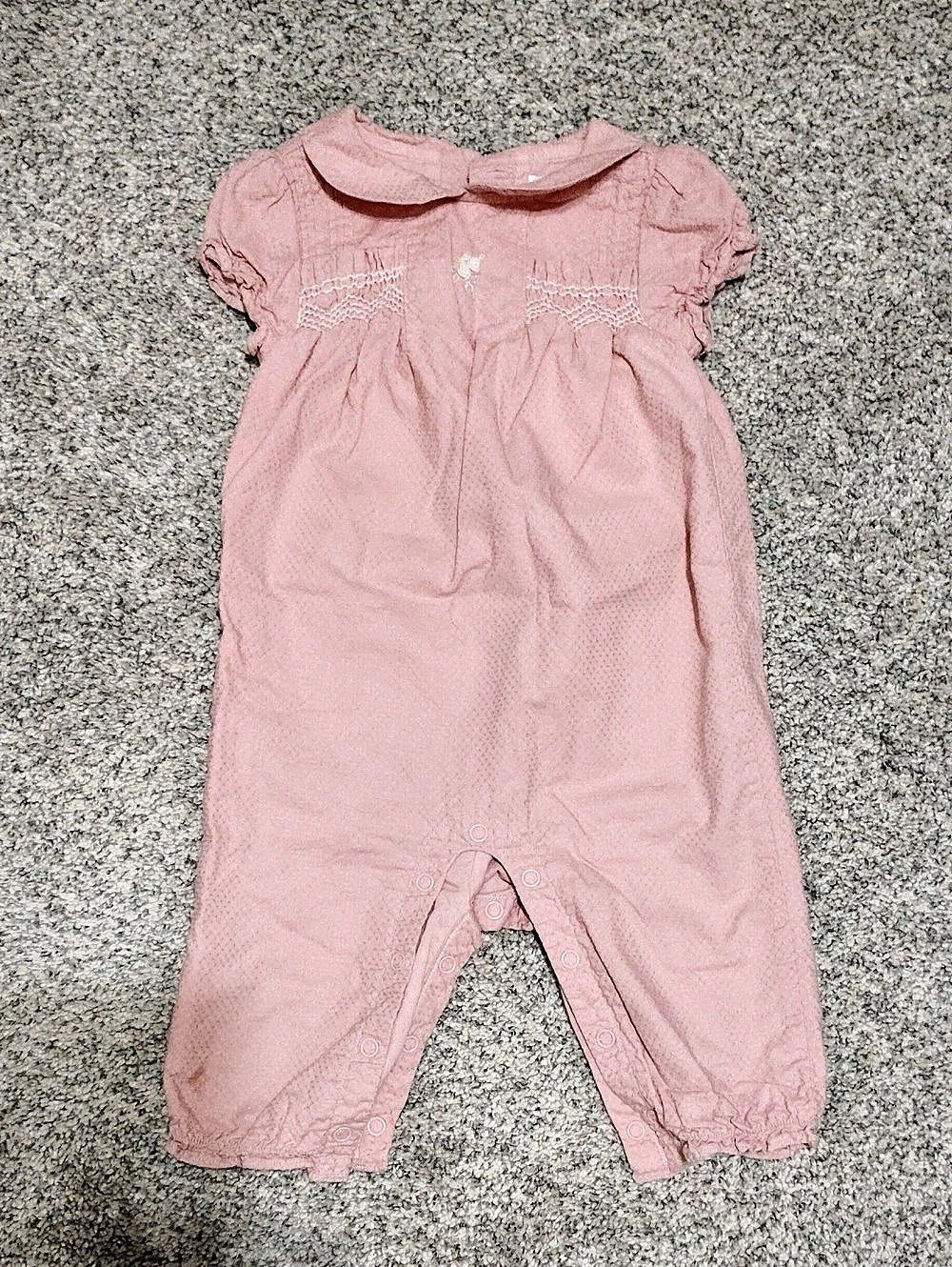 Janie and Jack Smocked Bubble Romper Pink Cotton 3 to 6 Months